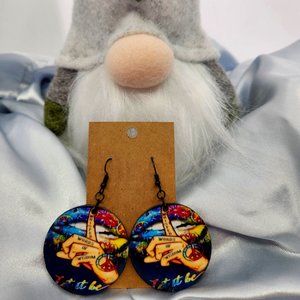 Let it be Earrings, New, Baltic Birch wood, 1.75"x1.75" round, Handmade.